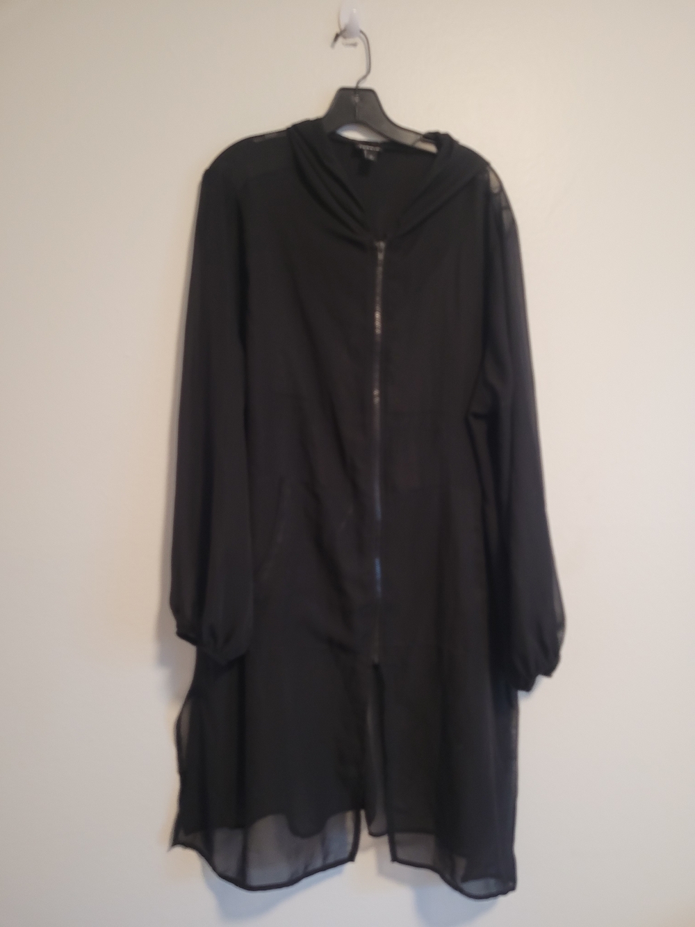 torrid Black Sheer Zip-Front Long Sleeve Dress